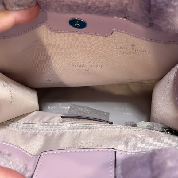Kate Spade Ellie Faux Fur Shearling Small Tote, Violet Mist NWT